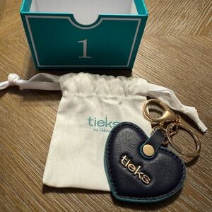 Tieks Navy Heart Keychain with Gold Details